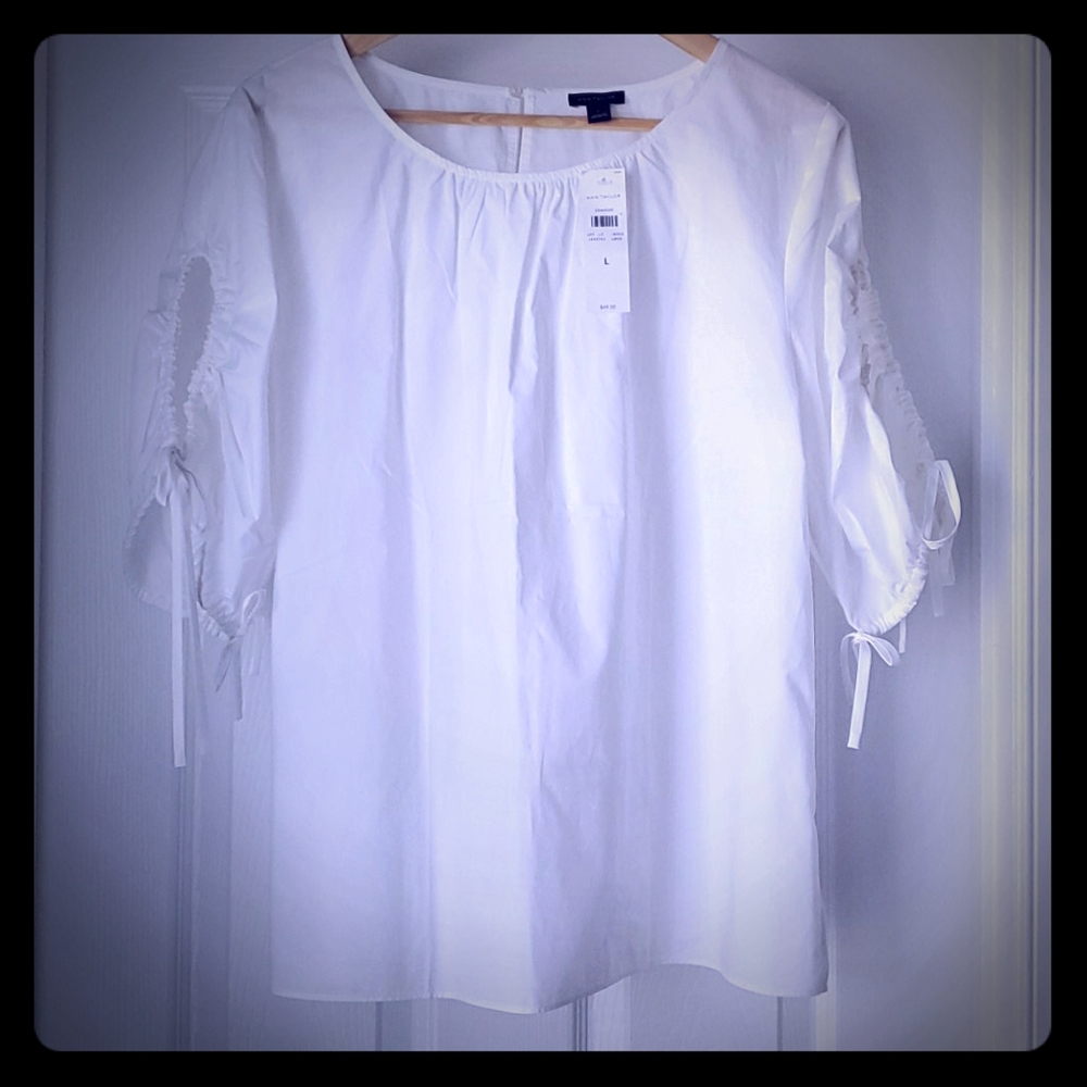 Ann Taylor White Cotton Blouse